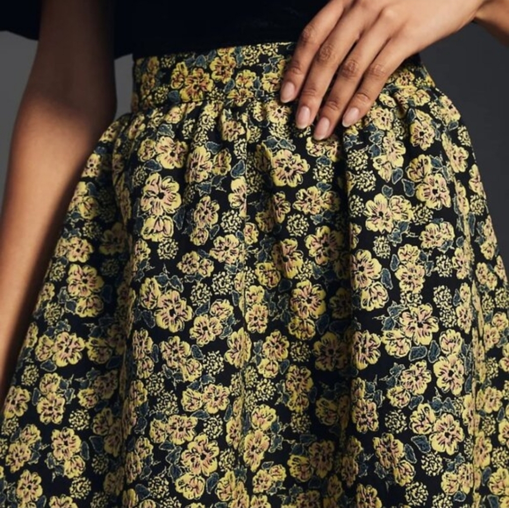 Anthropologie Maeve Floral Brocade Jacquard Maxi Skirt Size 4 - Picture 3 of 10
